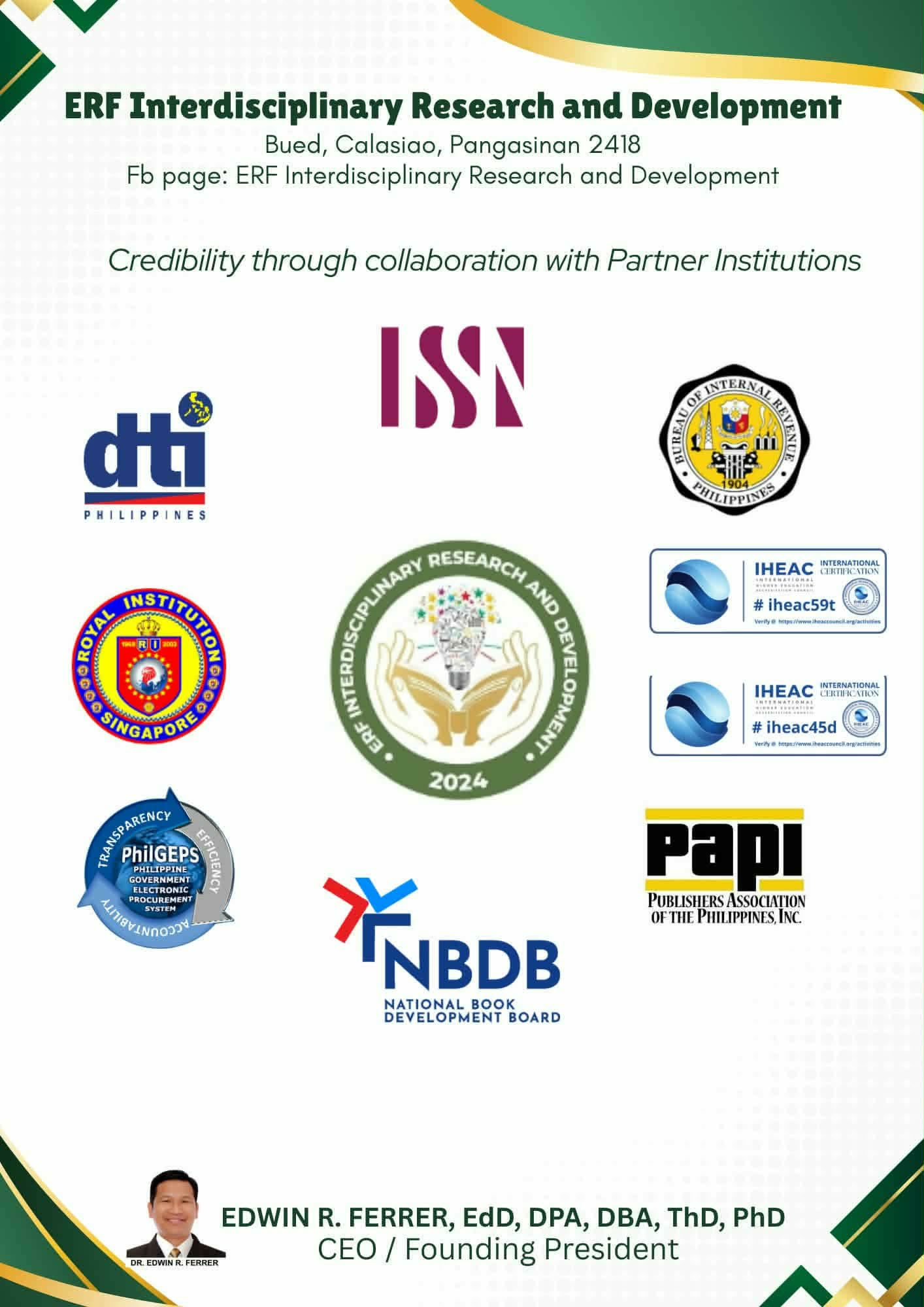 Official ERF poster listing the partner institutions